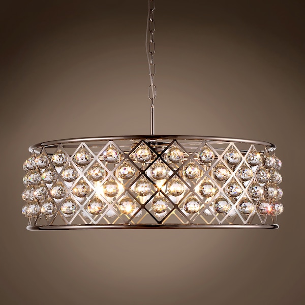 Gatsby Luminaires Hoop 8 Light 32 Polished Nickel Clear Crystal